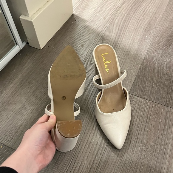 Cream Thick Heels - Picture 3 of 4